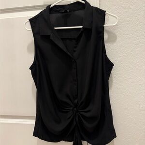 Express Black Sleeveless Blouse with Tie Front